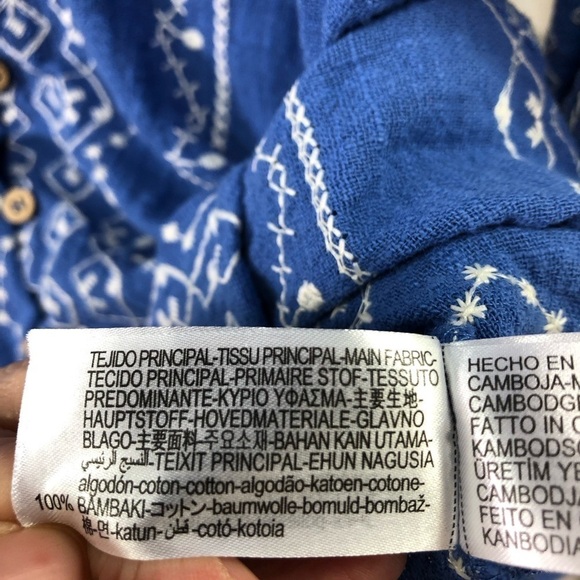 Zara Cotton Embroidered Blouse Top Sz XS Oversized Beach Fisherman Coastal - Picture 8 of 8